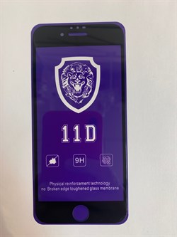 Защитное стекло iPhone 6/7/8 Plus 11D Lion черное тех. упаковка - фото 7656