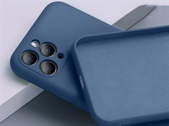 Чехол iPhone 12 с барх. внутри, защ. камеры, закр. низ тенмо-синий
