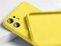 Чехол iPhone 12 Pro с барх. внутри, защ. камеры, закр. низ желтый